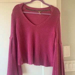Free People Bell Sleeve Pink Sweater